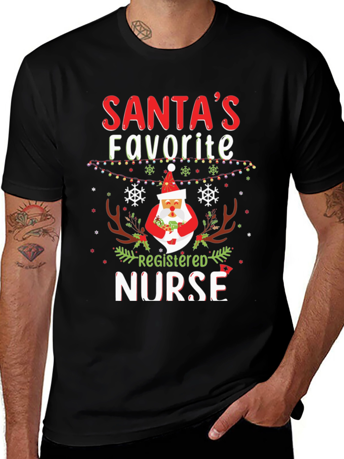 Santas Favorite Registered Nurse Christmas T-Shirt