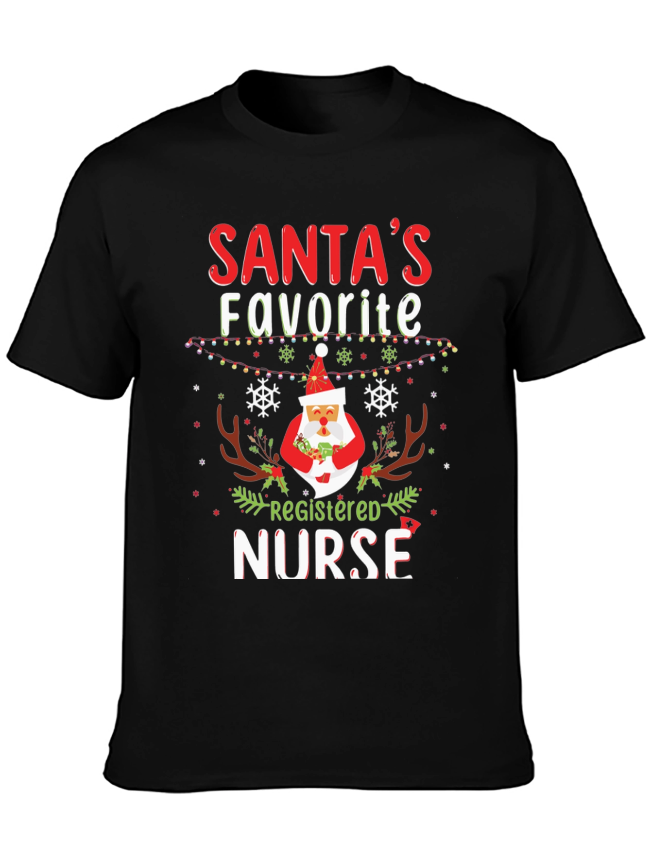Santas Favorite Registered Nurse Christmas T-Shirt