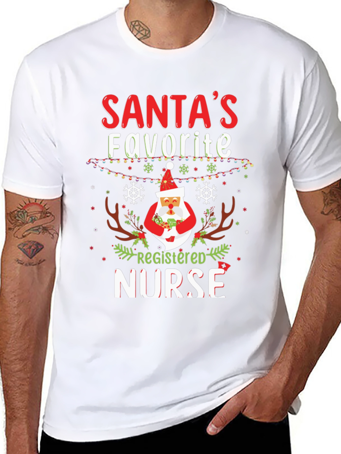 Santas Favorite Registered Nurse Christmas T-Shirt
