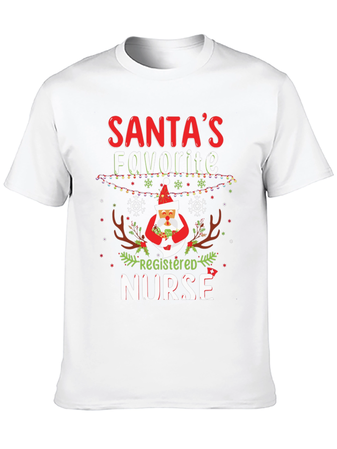Santas Favorite Registered Nurse Christmas T-Shirt