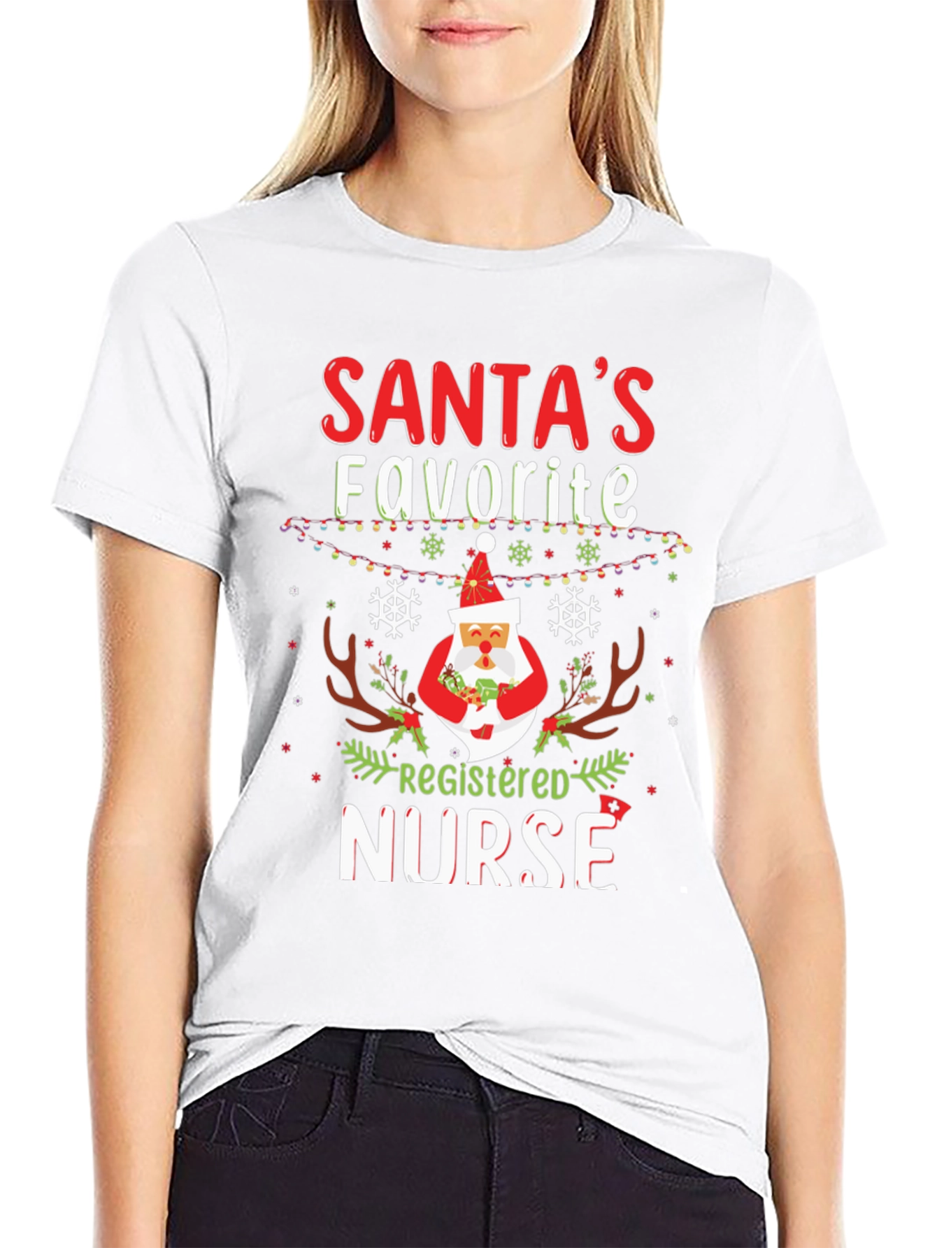 Santas Favorite Registered Nurse Christmas T-Shirt