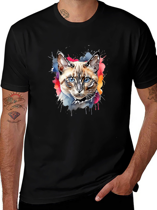 Watercolor Cat T-Shirt - Artistic Feline Tee