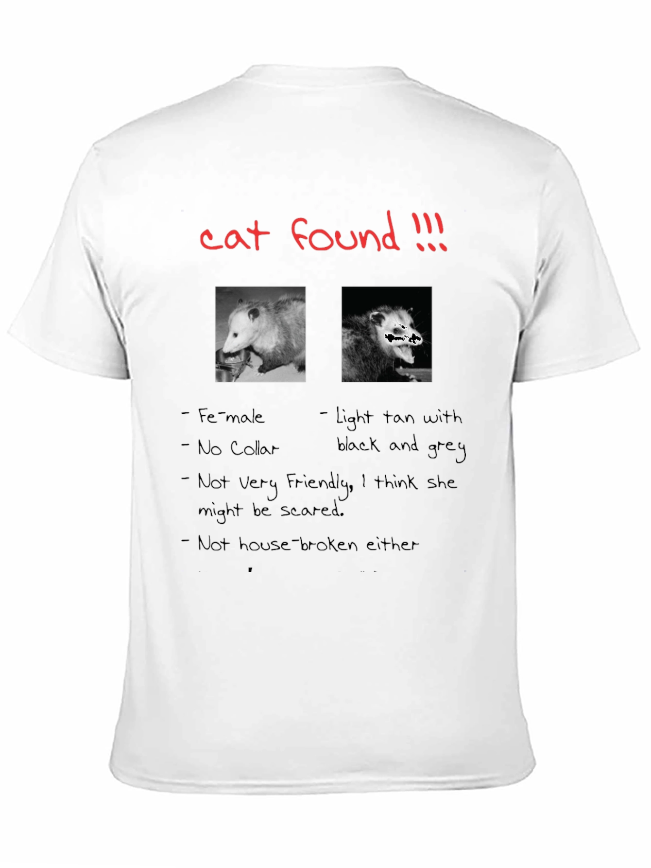 Funny Cat Found Opossum T-Shirt