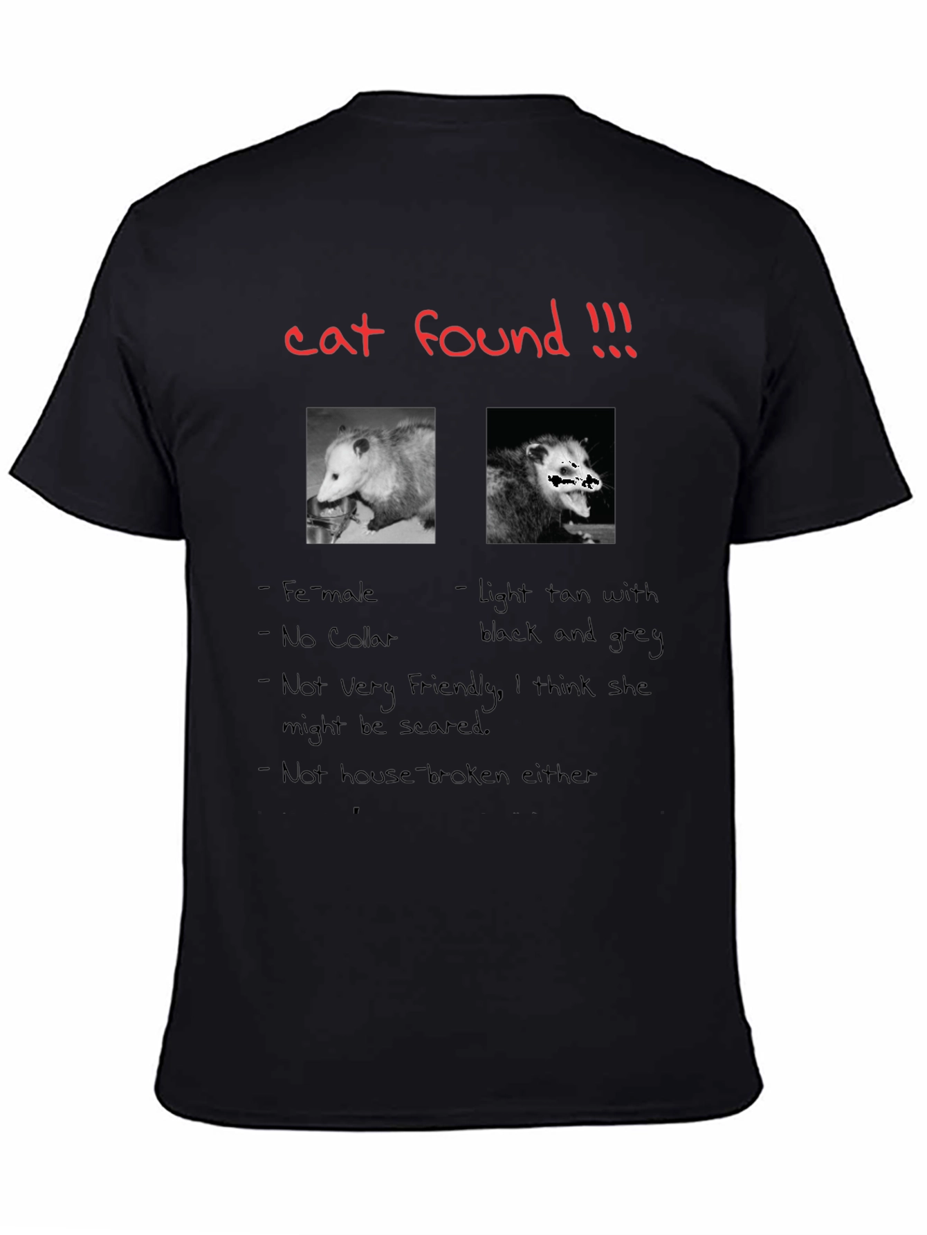 Funny Cat Found Opossum T-Shirt