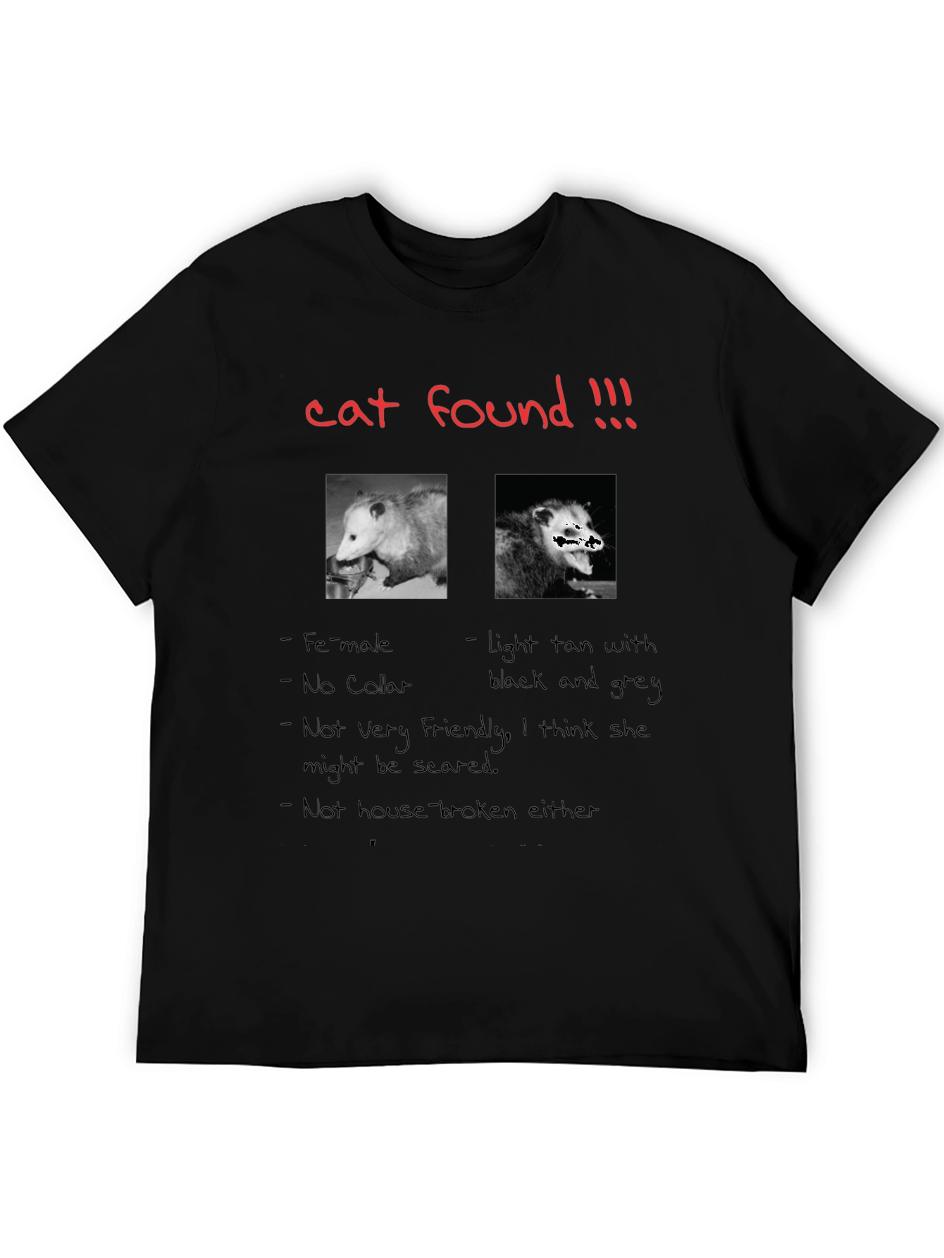 Funny Cat Found Opossum T-Shirt