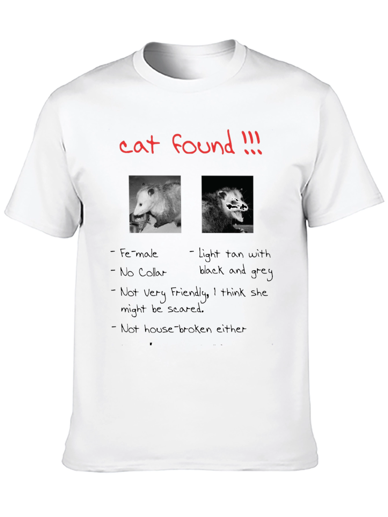 Funny Cat Found Opossum T-Shirt