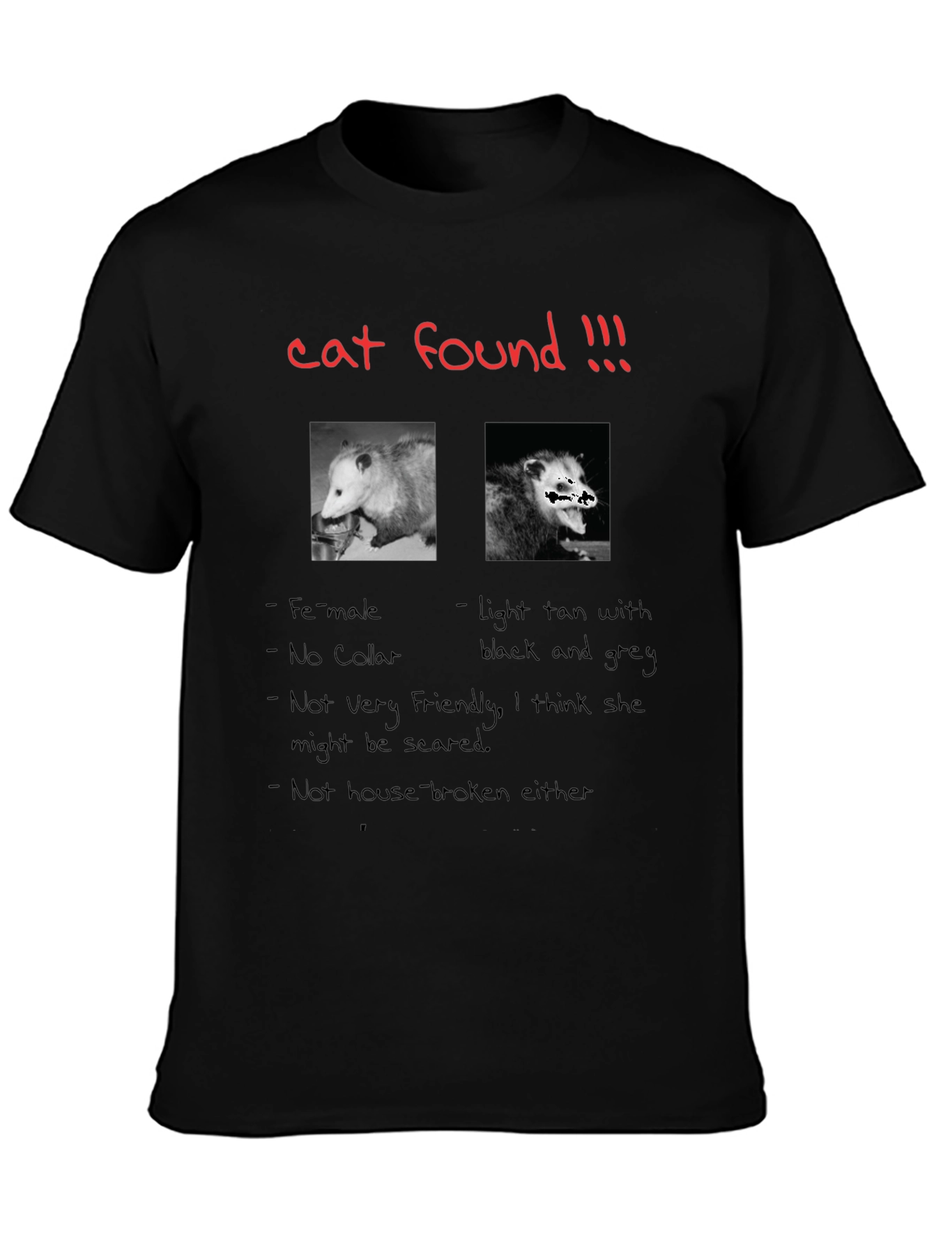 Funny Cat Found Opossum T-Shirt