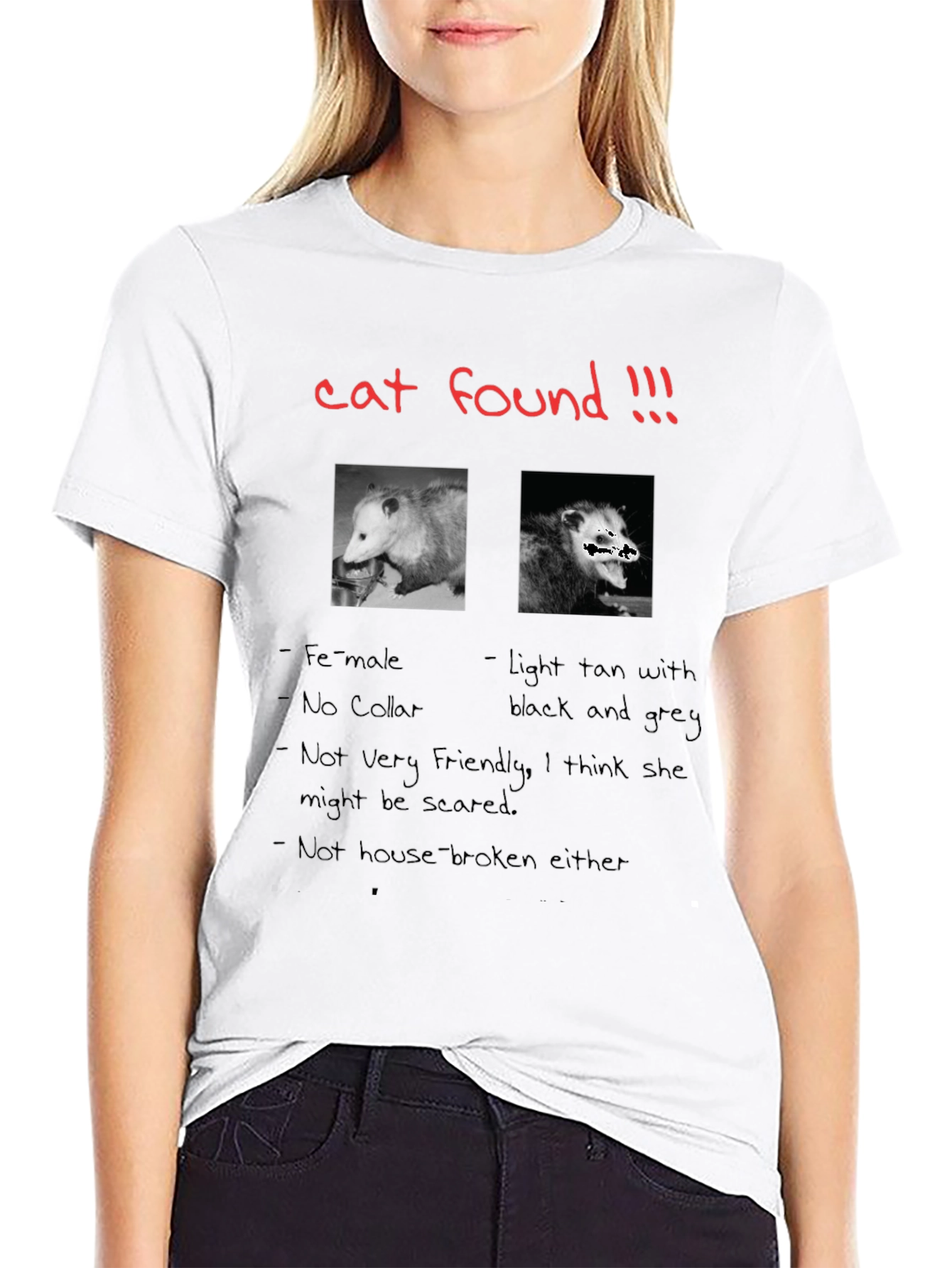 Funny Cat Found Opossum T-Shirt