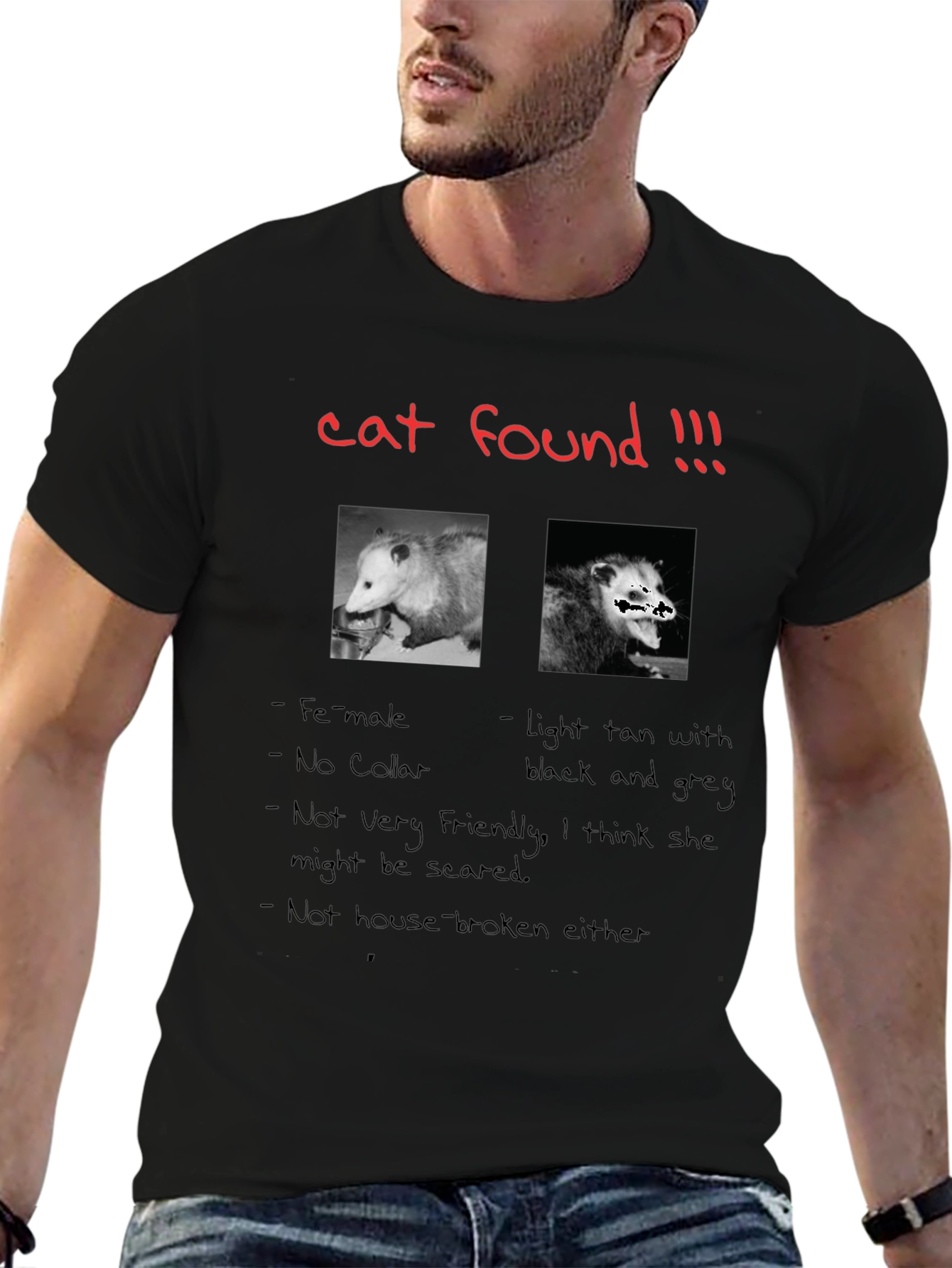 Funny Cat Found Opossum T-Shirt