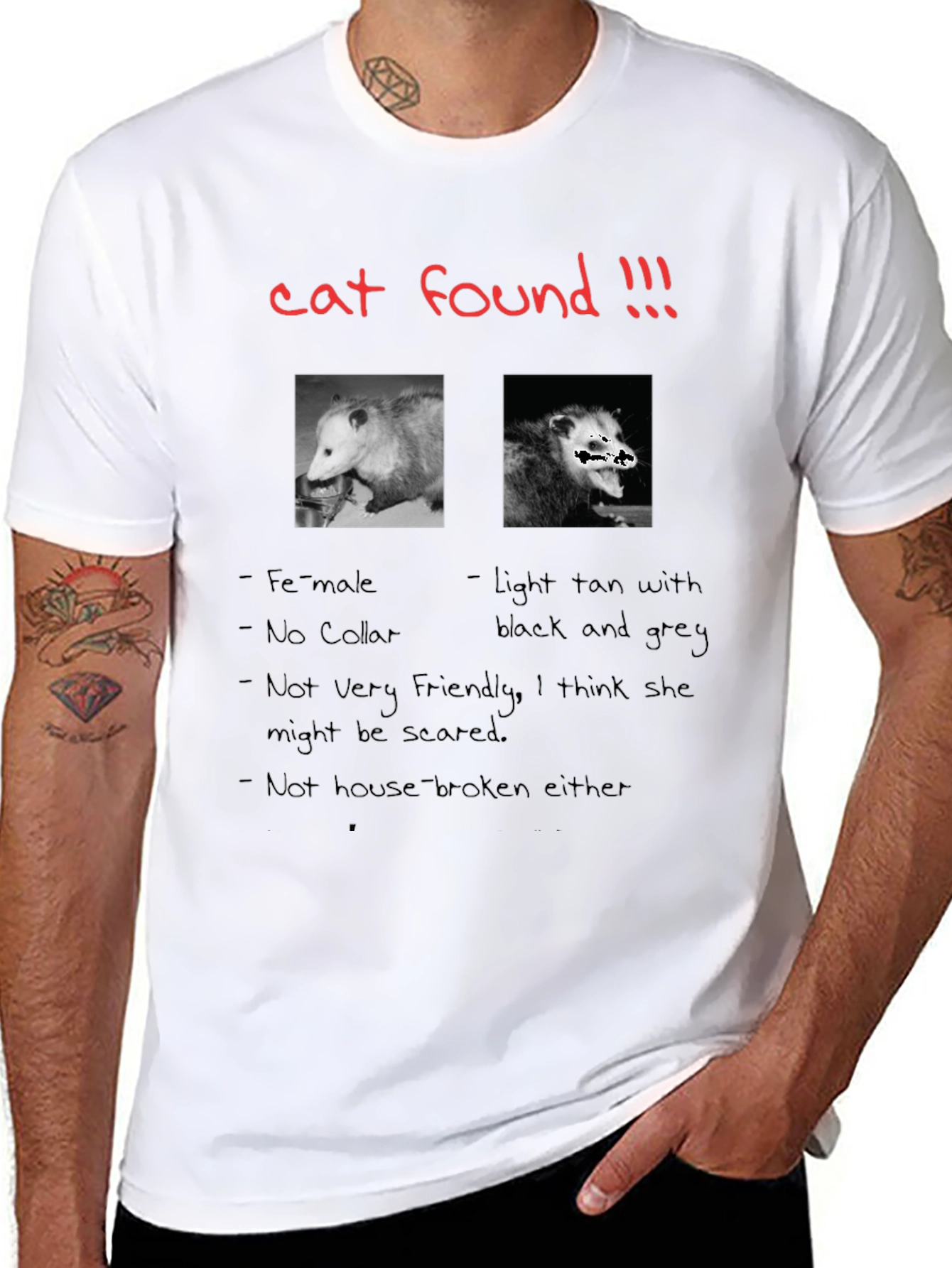 Funny Cat Found Opossum T-Shirt