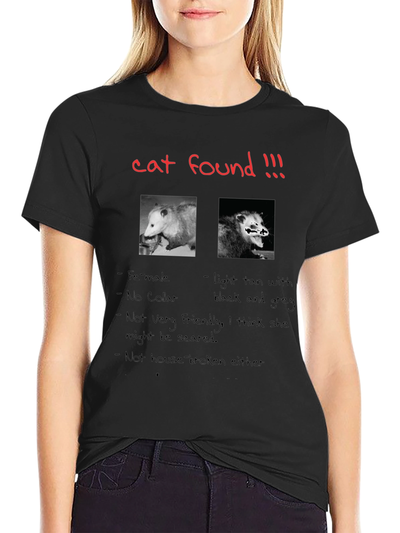 Funny Cat Found Opossum T-Shirt