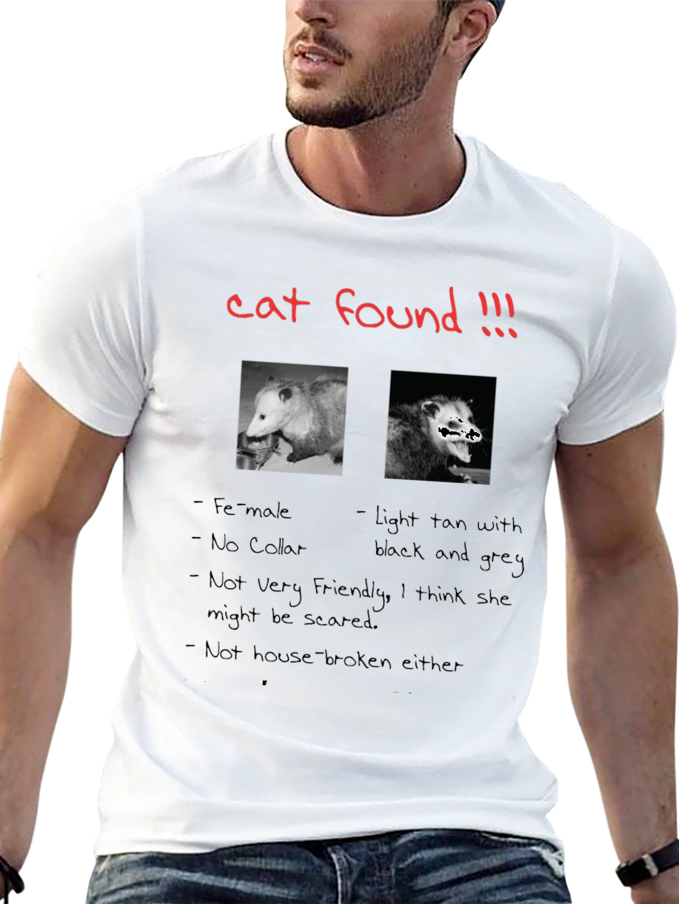 Funny Cat Found Opossum T-Shirt