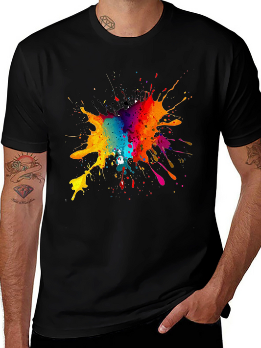 Colorful Paint Splatter Graphic Tee - Casual Style