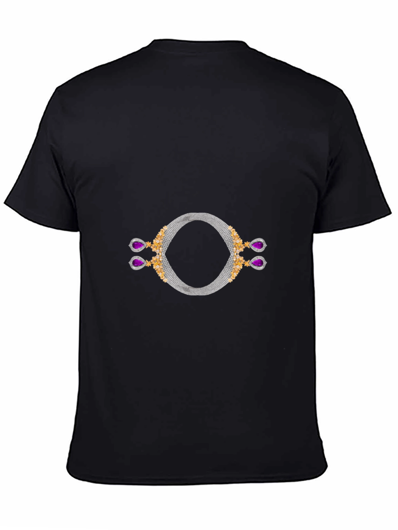 Stylish Black T-Shirt with Unique Jewelry Graphic
