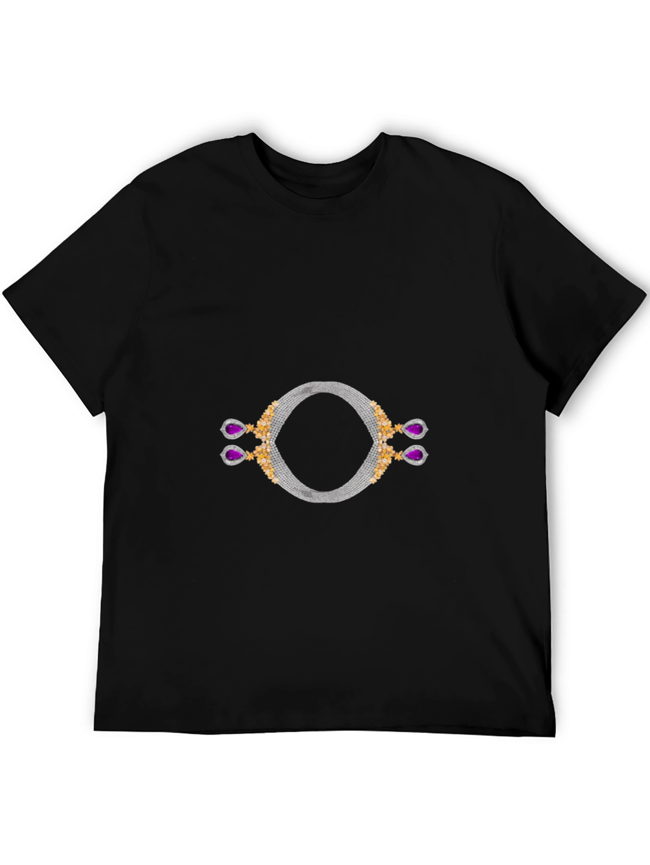 Stylish Black T-Shirt with Unique Jewelry Graphic