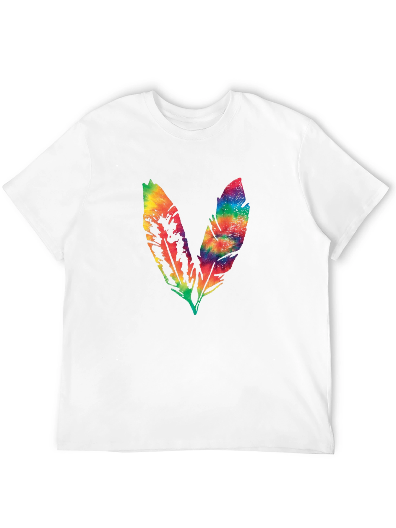 Rainbow Feather Graphic Tee - Soft Cotton Blend