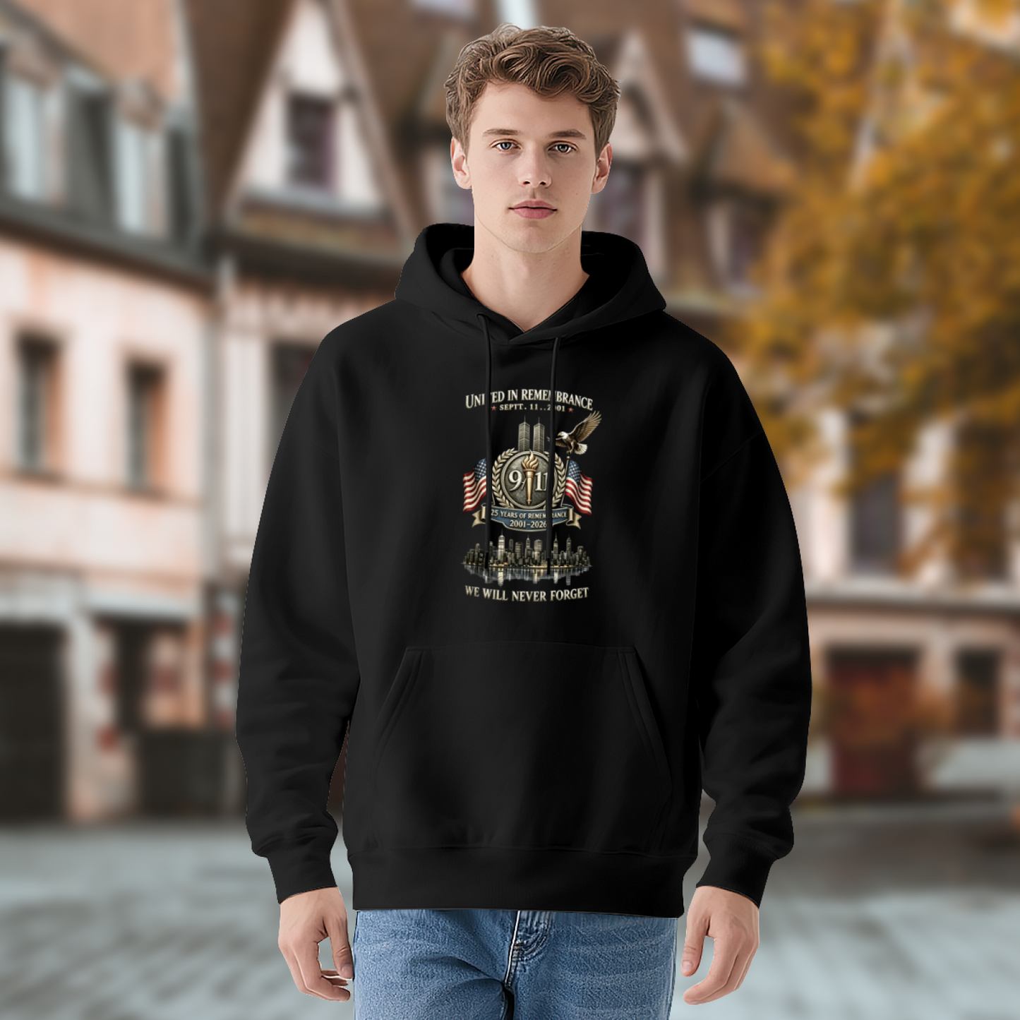 United In Remembrance 9/11 Eagle Torch Commemorative Hoodie