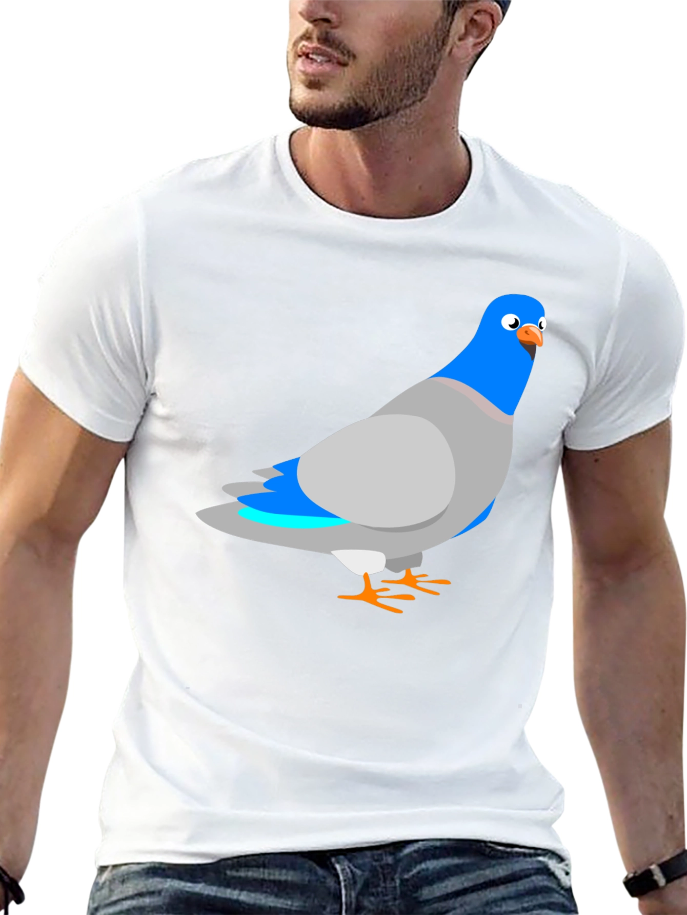 Pigeon Graphic Black T-Shirt - Quirky Bird Tee