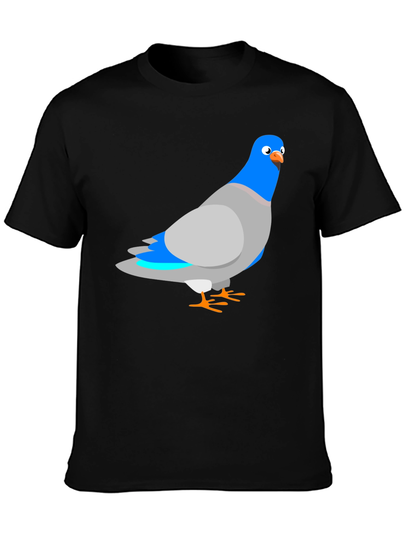Pigeon Graphic Black T-Shirt - Quirky Bird Tee