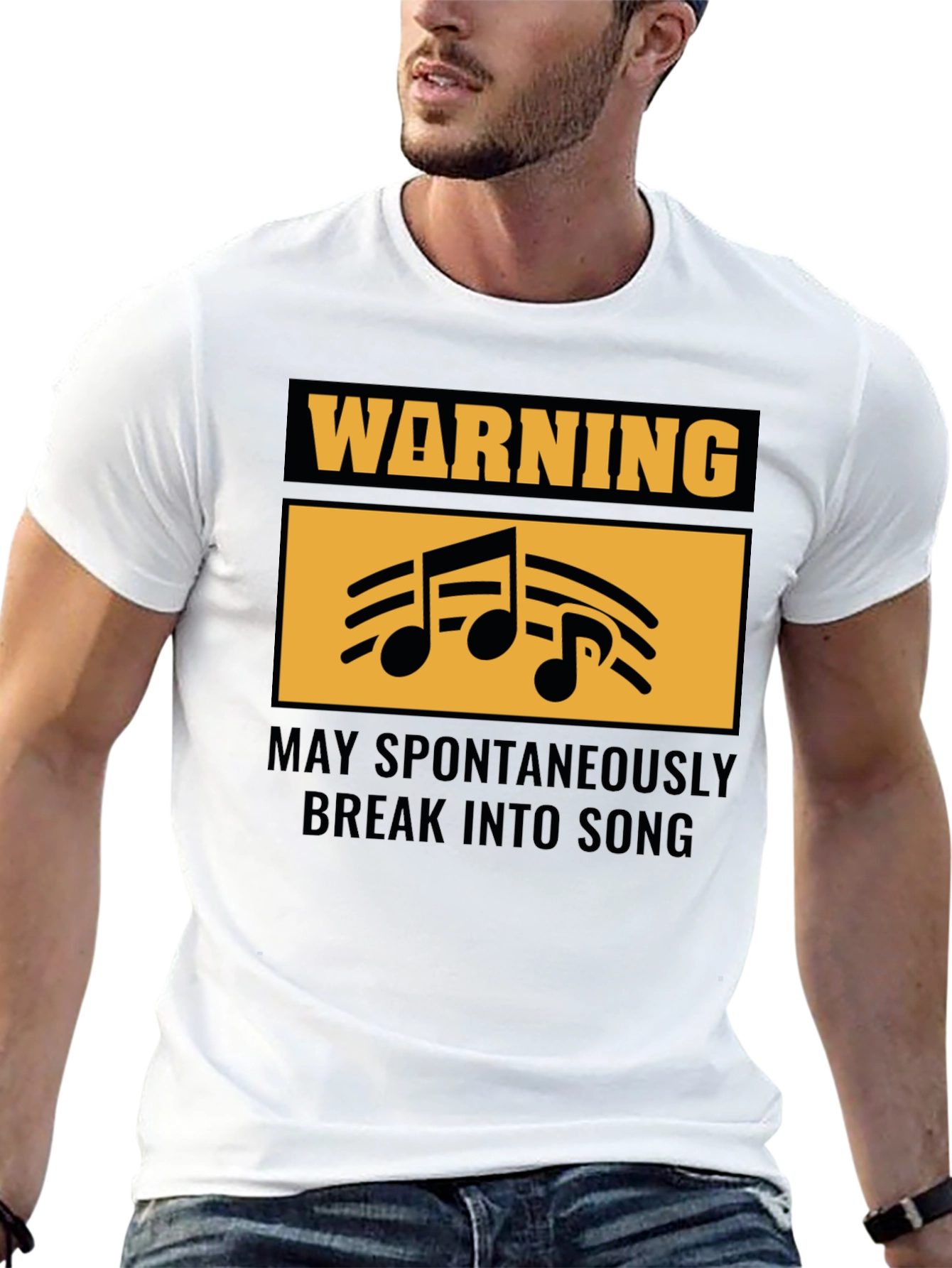 Warning May Spontaneously Break into Song Black T-Shirt