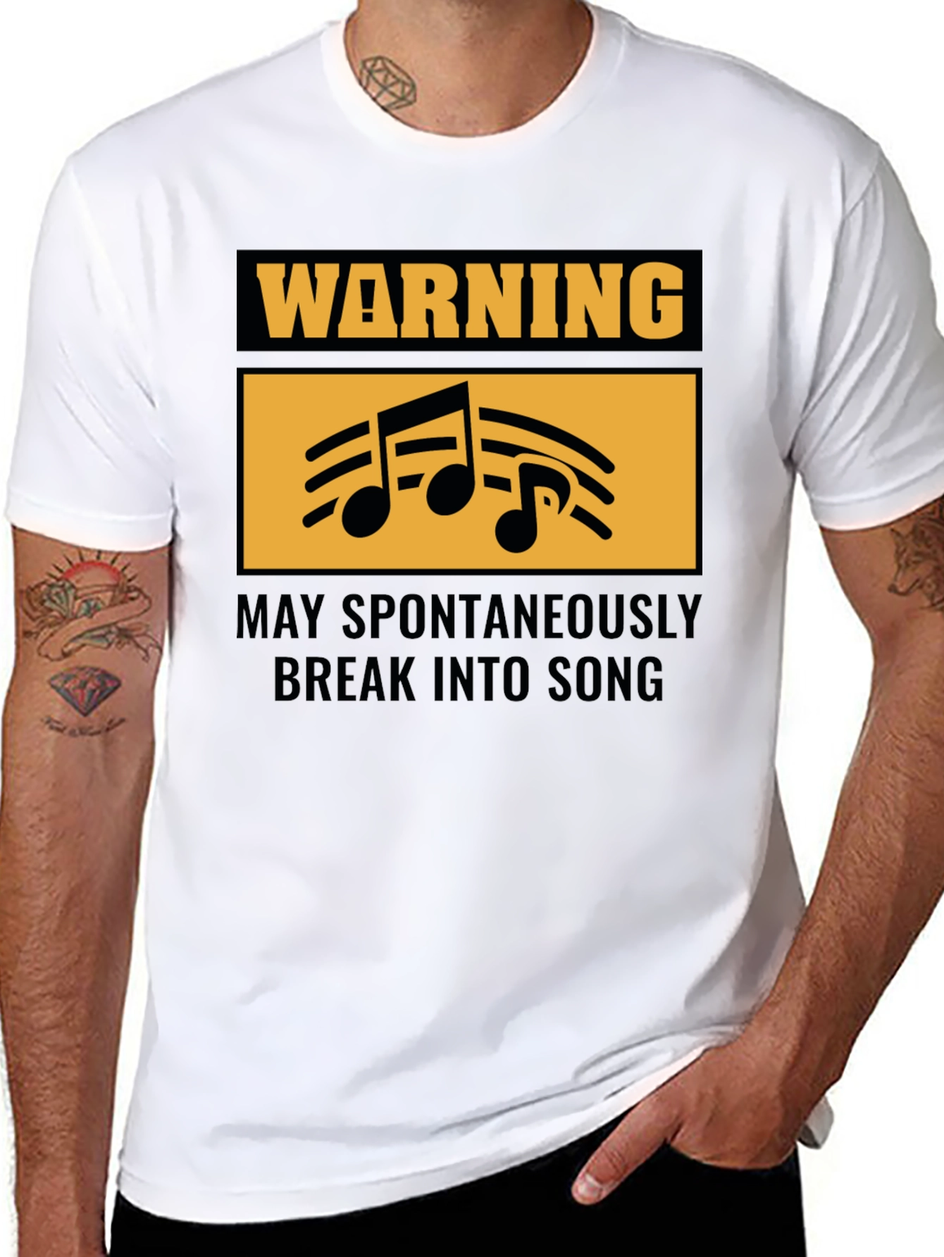 Warning May Spontaneously Break into Song Black T-Shirt