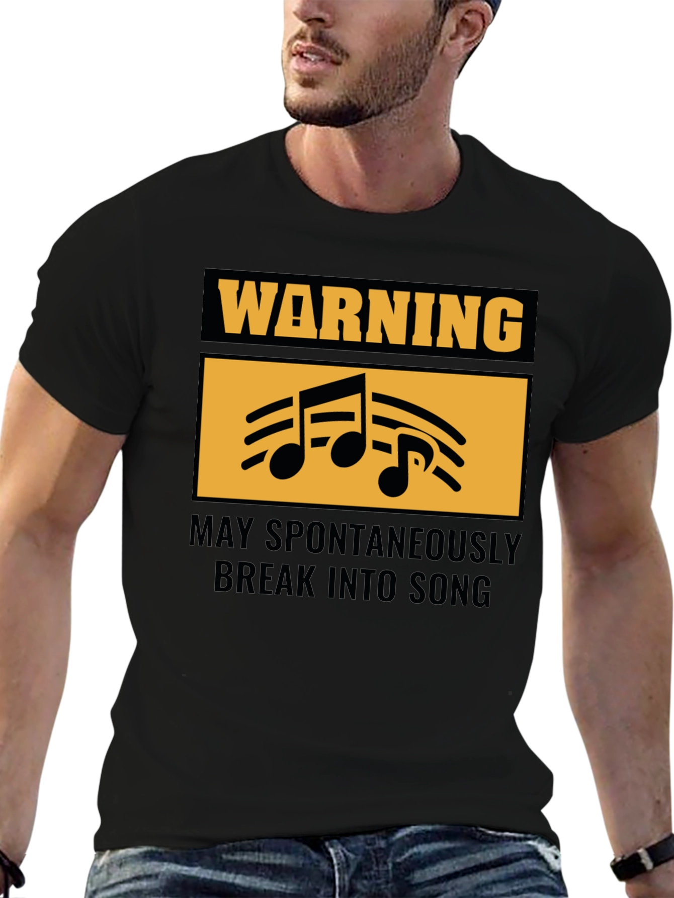 Warning May Spontaneously Break into Song Black T-Shirt