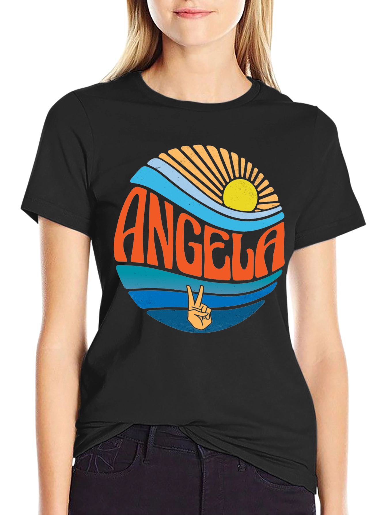 Angela Retro Graphic Tee - Black T-Shirt