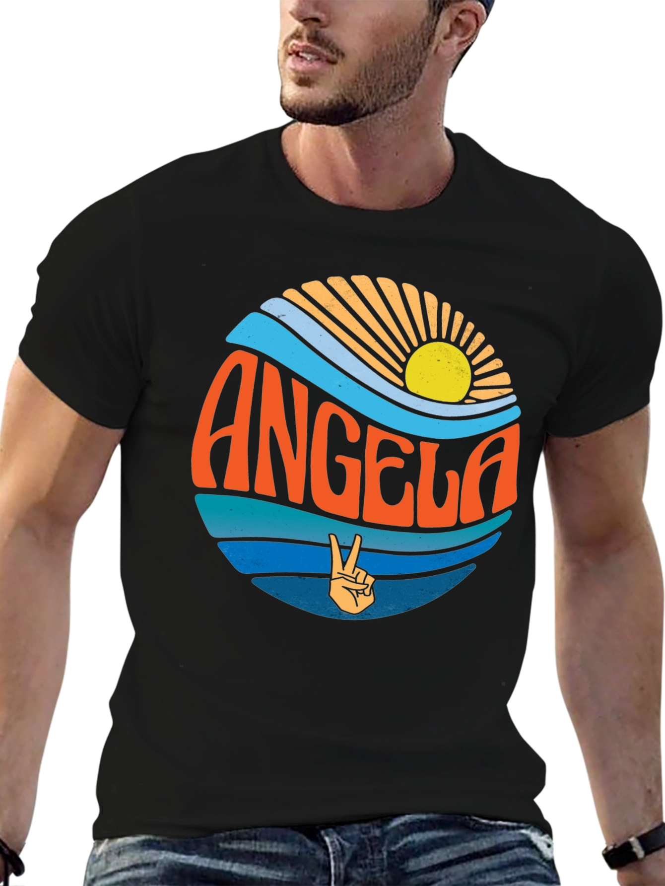Angela Retro Graphic Tee - Black T-Shirt