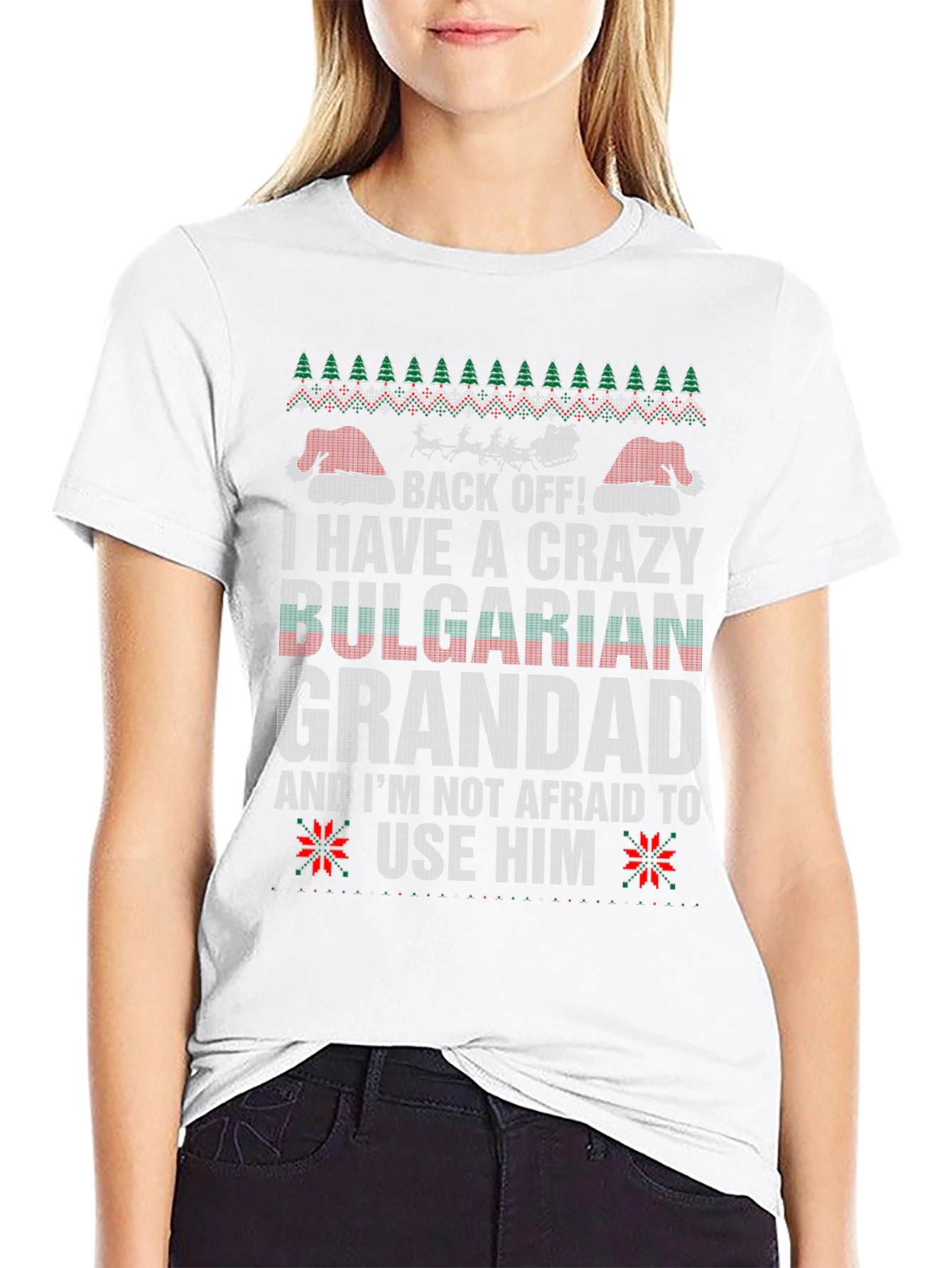 Crazy Bulgarian Grandad Ugly Christmas T-Shirt