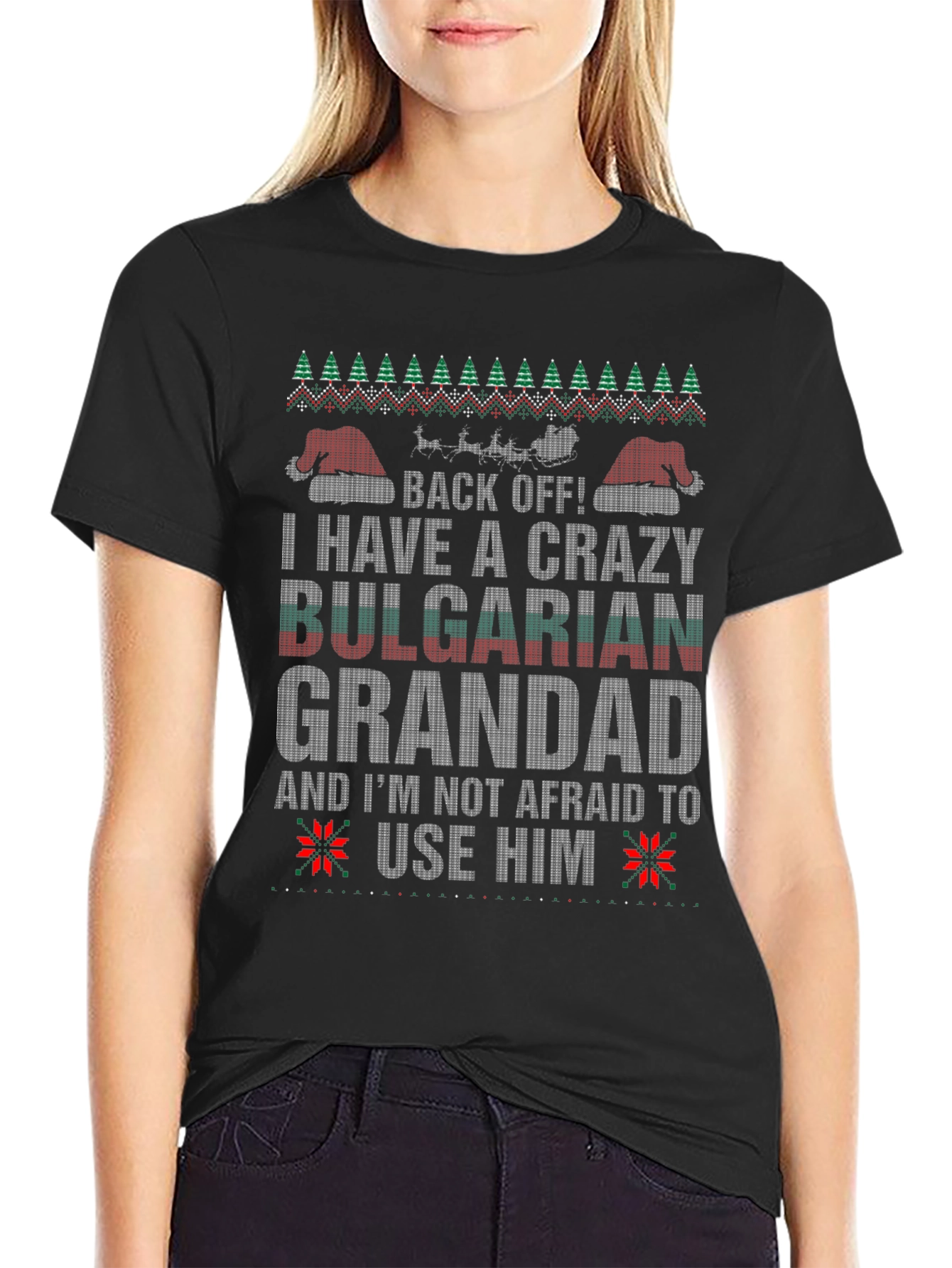 Crazy Bulgarian Grandad Ugly Christmas T-Shirt