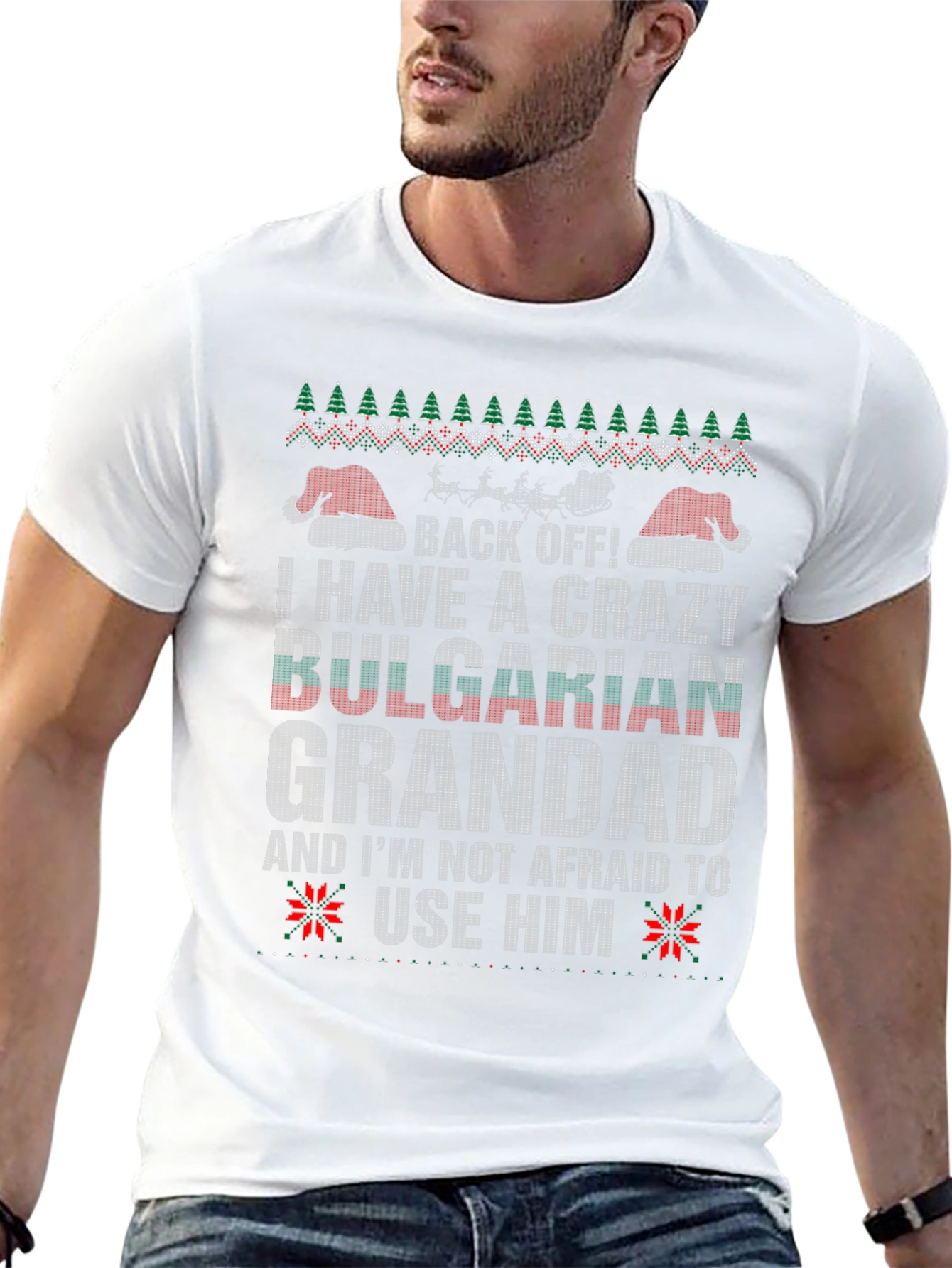 Crazy Bulgarian Grandad Ugly Christmas T-Shirt