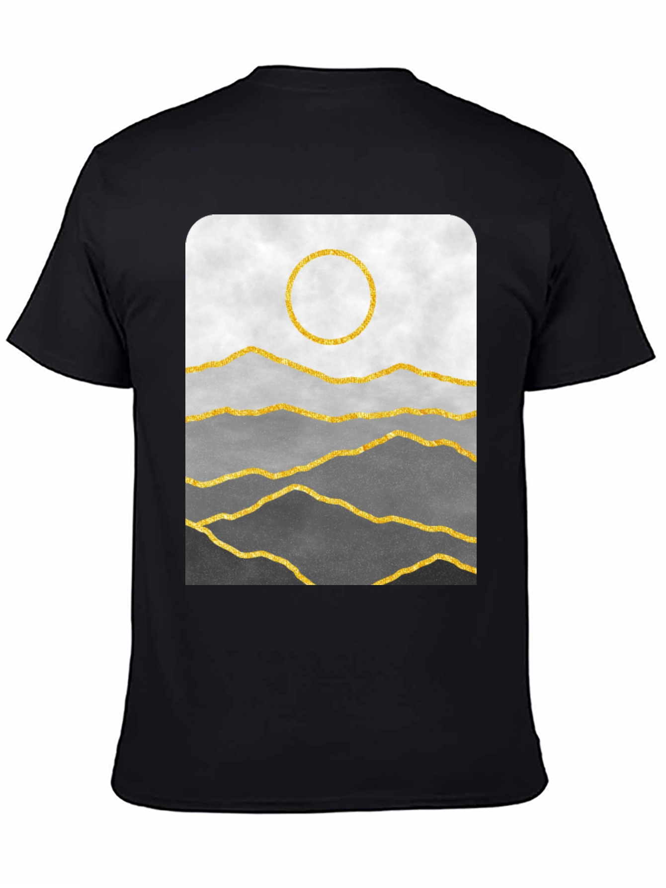Minimalist Mountainscape T-Shirt - Golden Sun