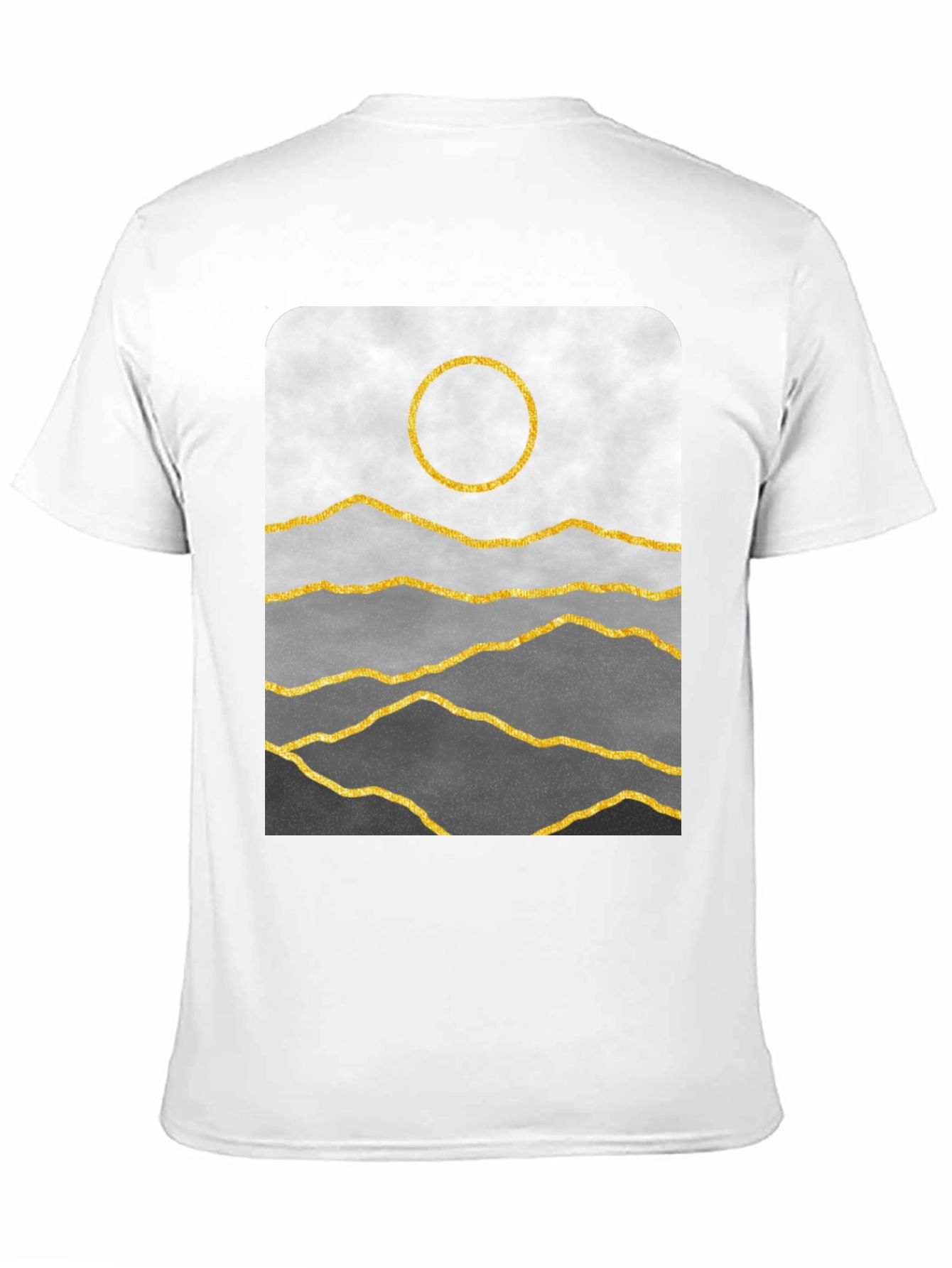 Minimalist Mountainscape T-Shirt - Golden Sun