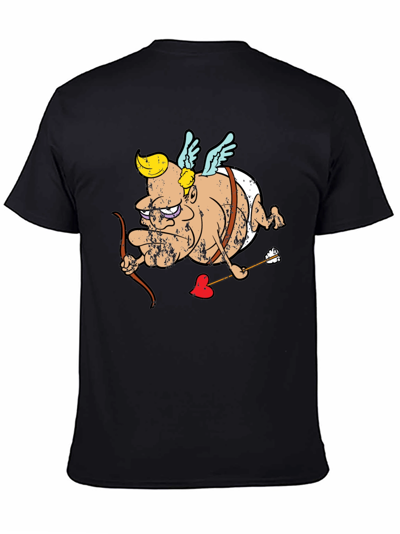 Cupid Cartoon Graphic T-Shirt - Black