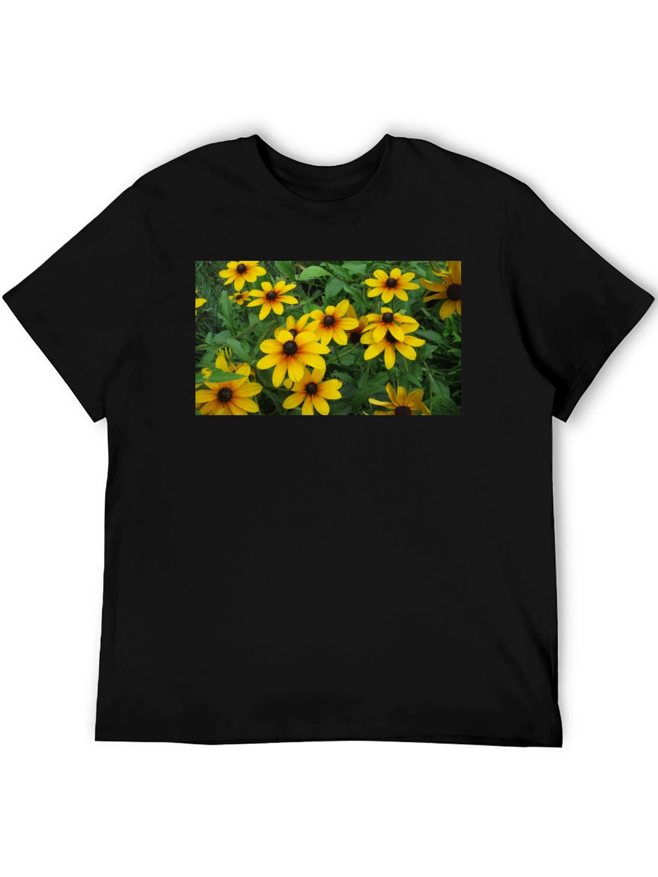 Black T-Shirt with Floral Graphic