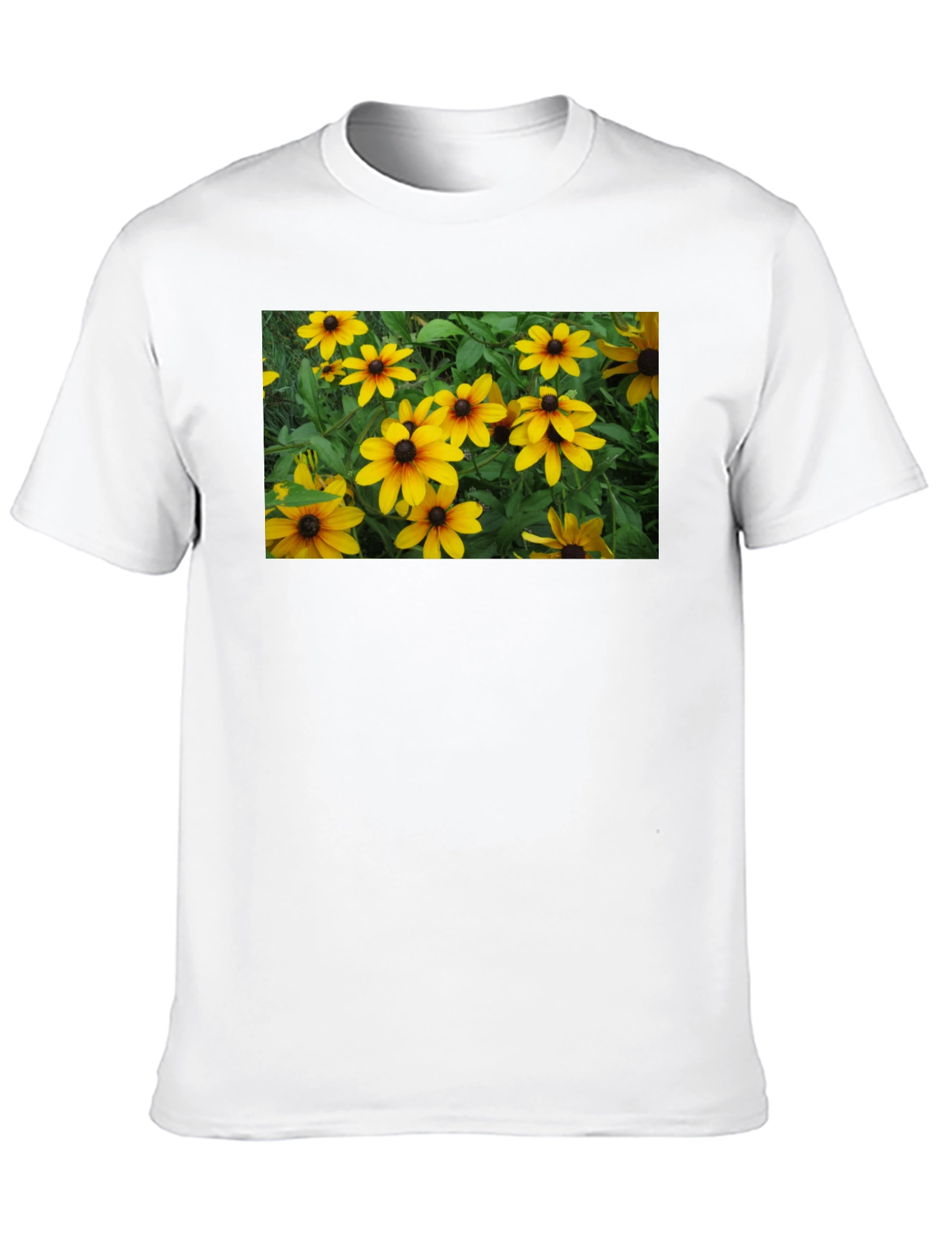 Black T-Shirt with Floral Graphic