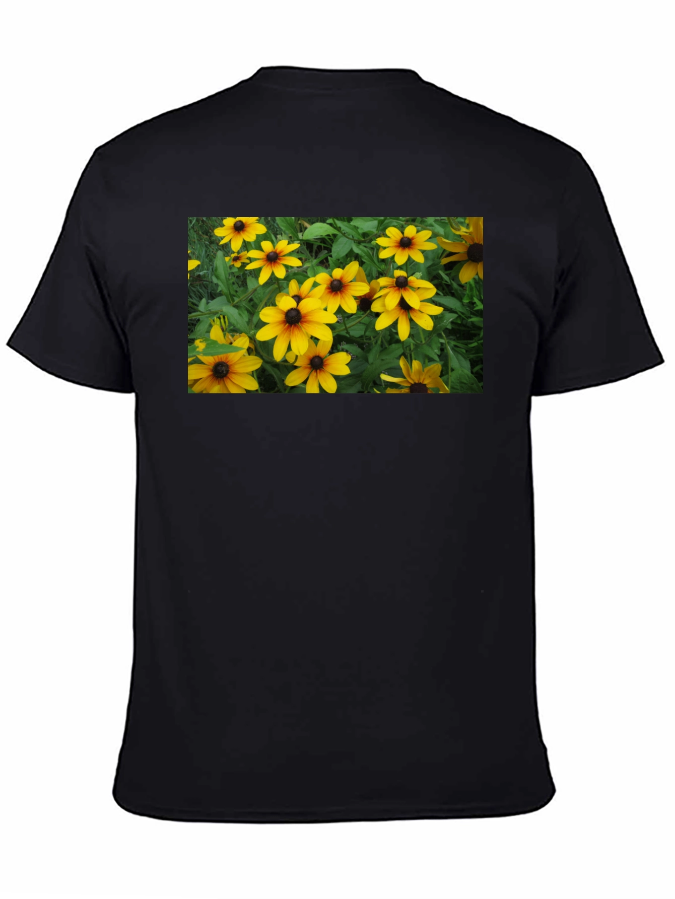 Black T-Shirt with Floral Graphic