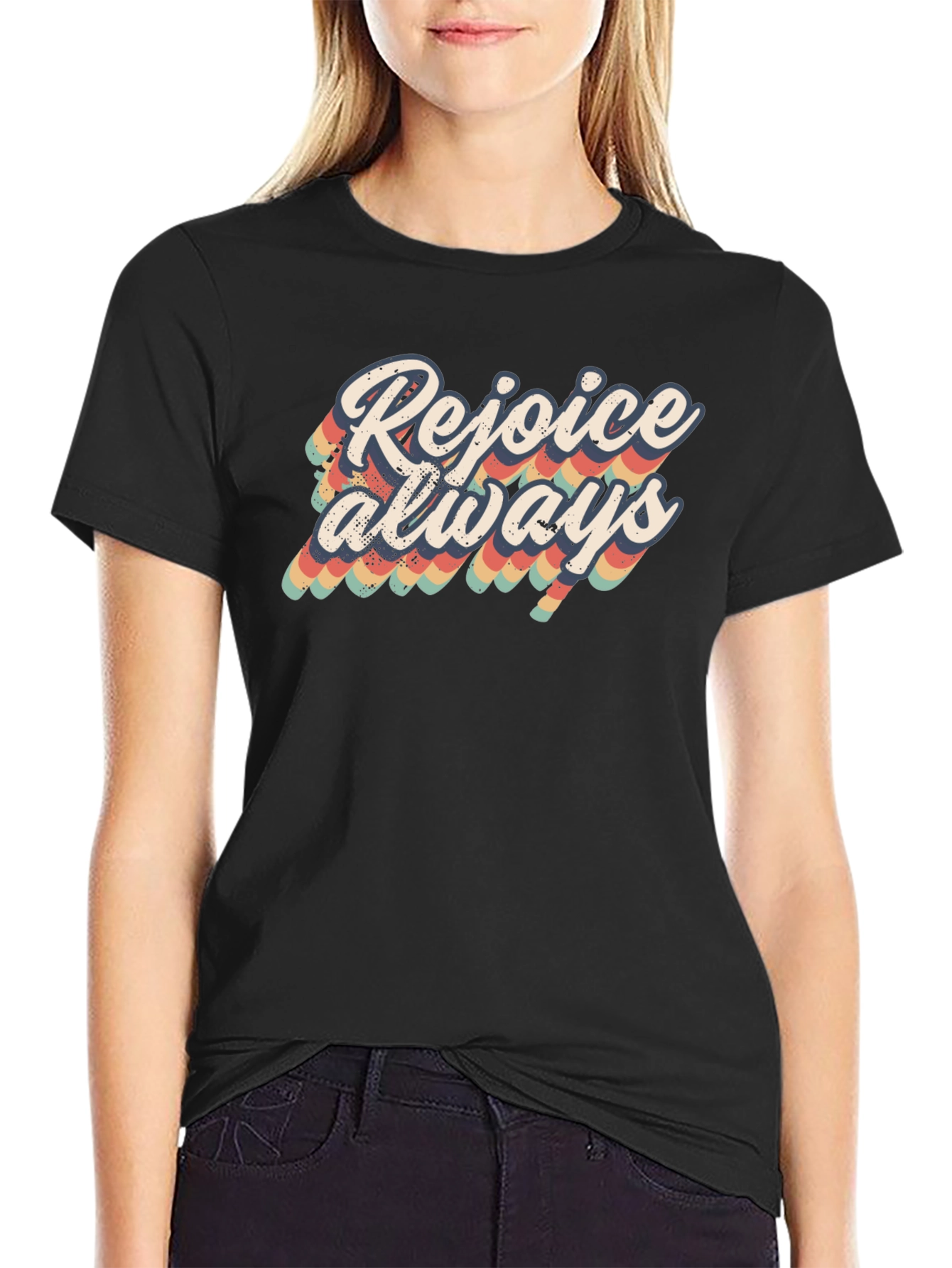 Rejoice Always Black Graphic Tee