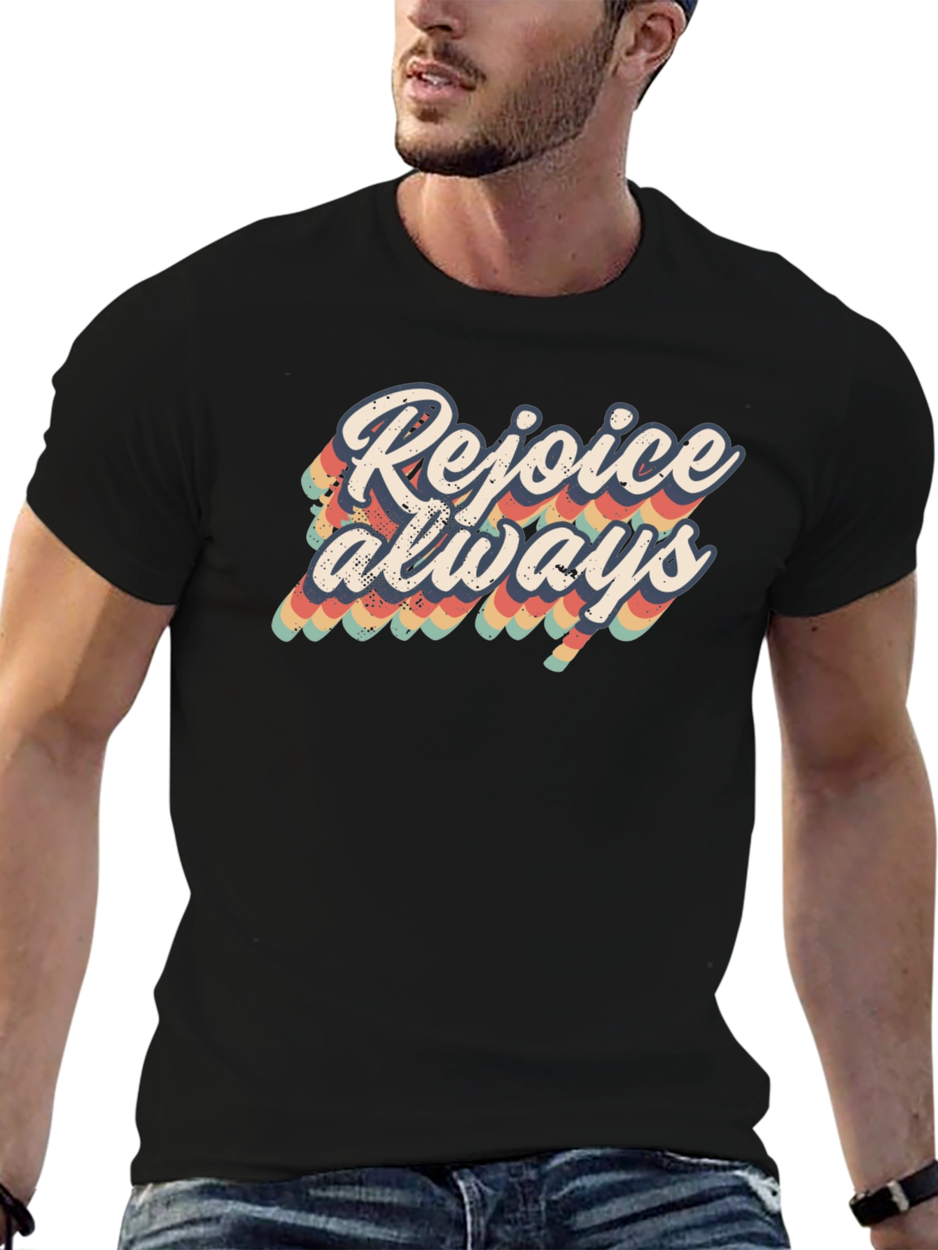 Rejoice Always Black Graphic Tee