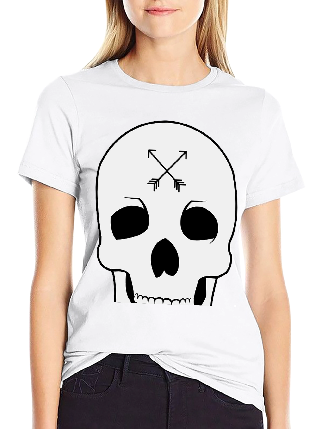 Skull & Arrows Graphic Tee - Black Cotton T-Shirt