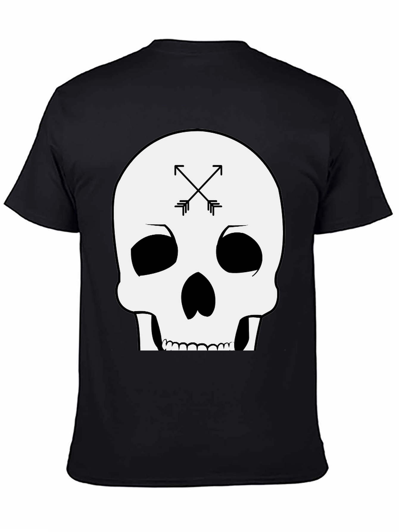 Skull & Arrows Graphic Tee - Black Cotton T-Shirt