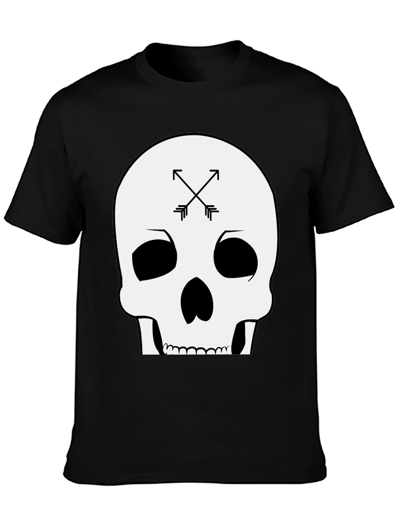 Skull & Arrows Graphic Tee - Black Cotton T-Shirt