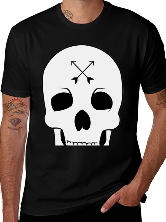 Skull & Arrows Graphic Tee - Black Cotton T-Shirt