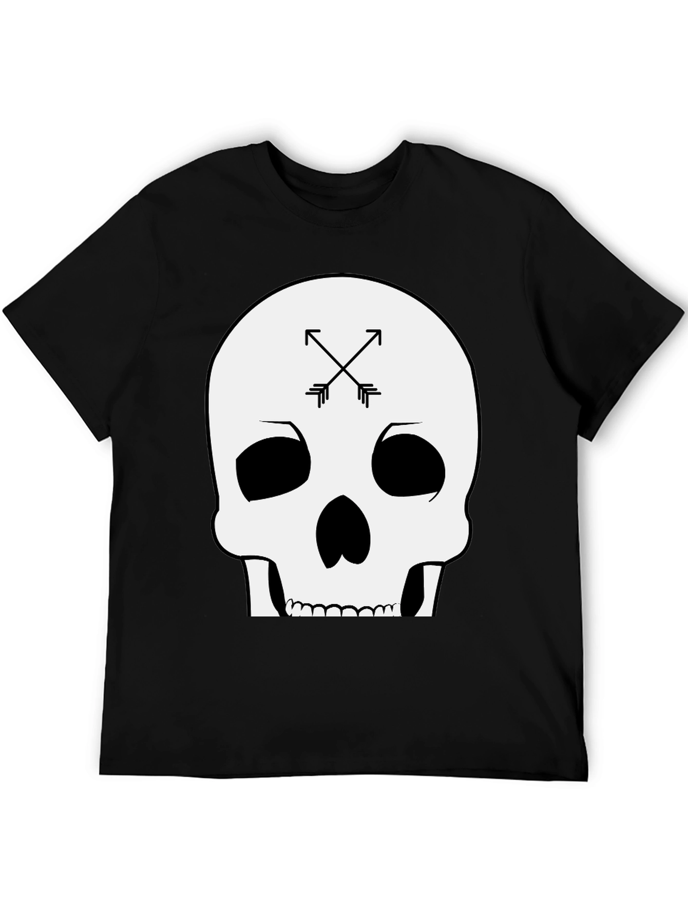 Skull & Arrows Graphic Tee - Black Cotton T-Shirt