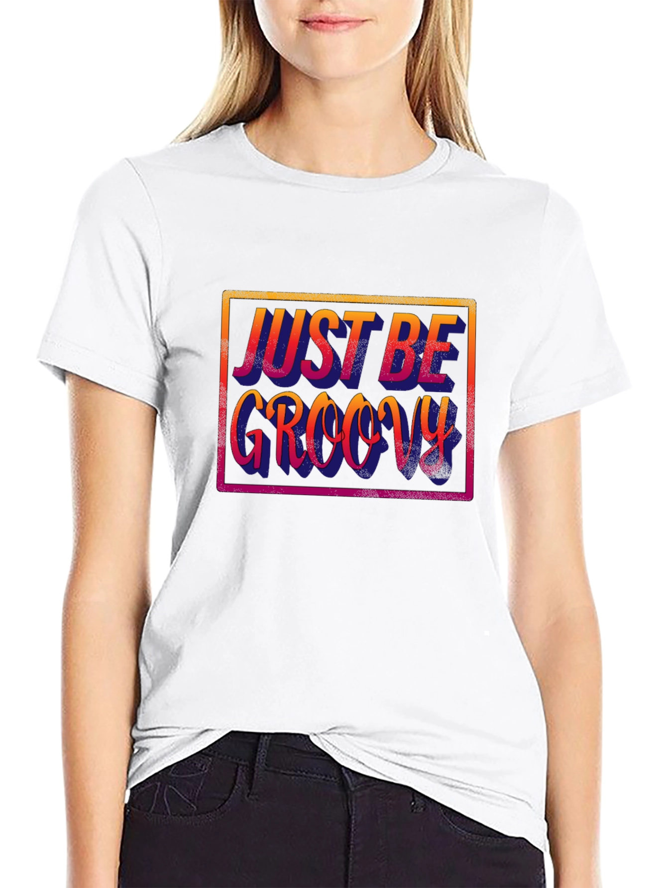 Just Be Groovy Black T-Shirt - Retro Style!