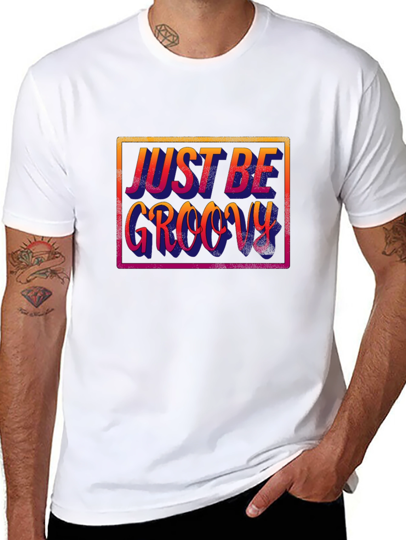 Just Be Groovy Black T-Shirt - Retro Style!