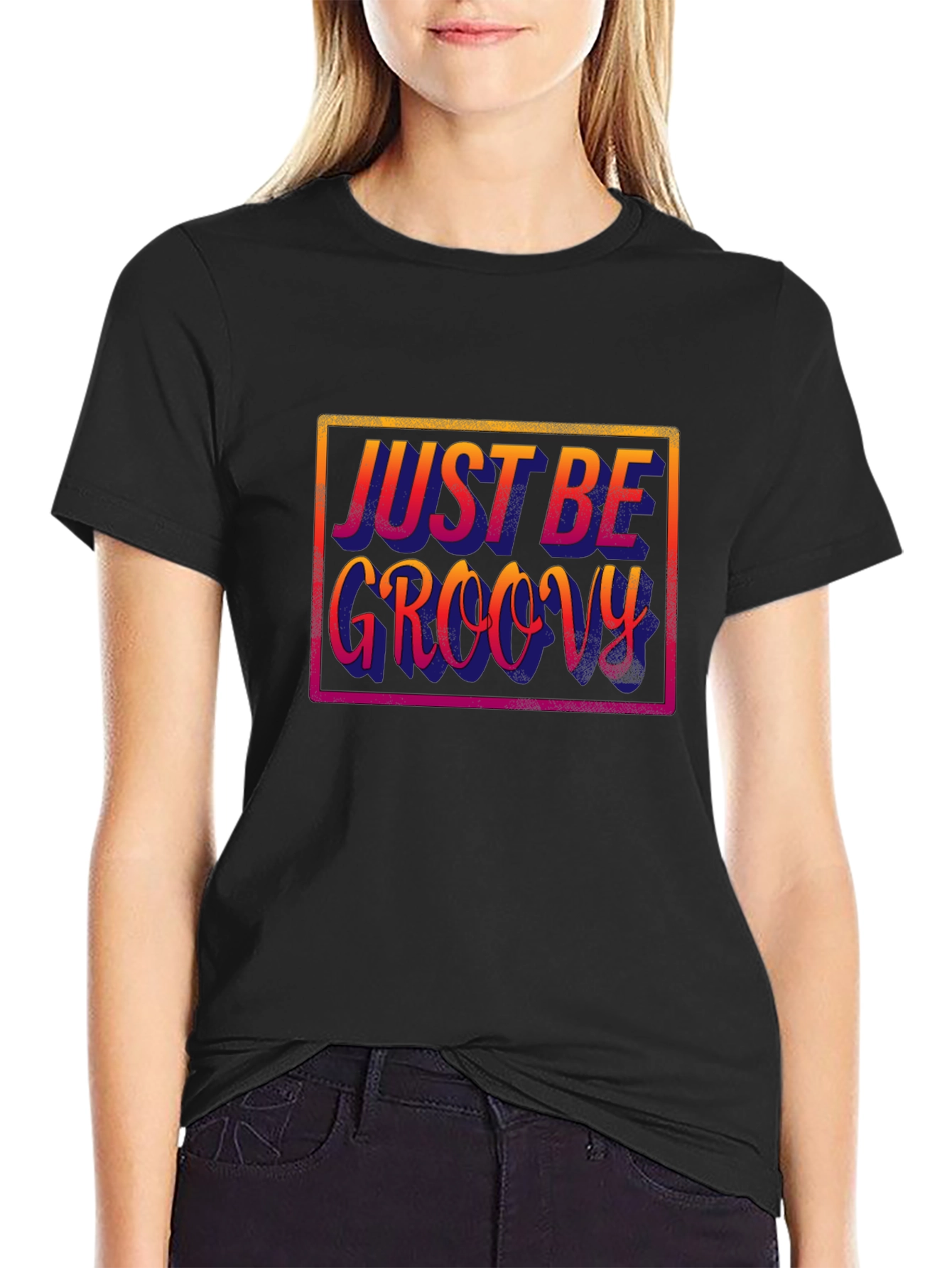 Just Be Groovy Black T-Shirt - Retro Style!