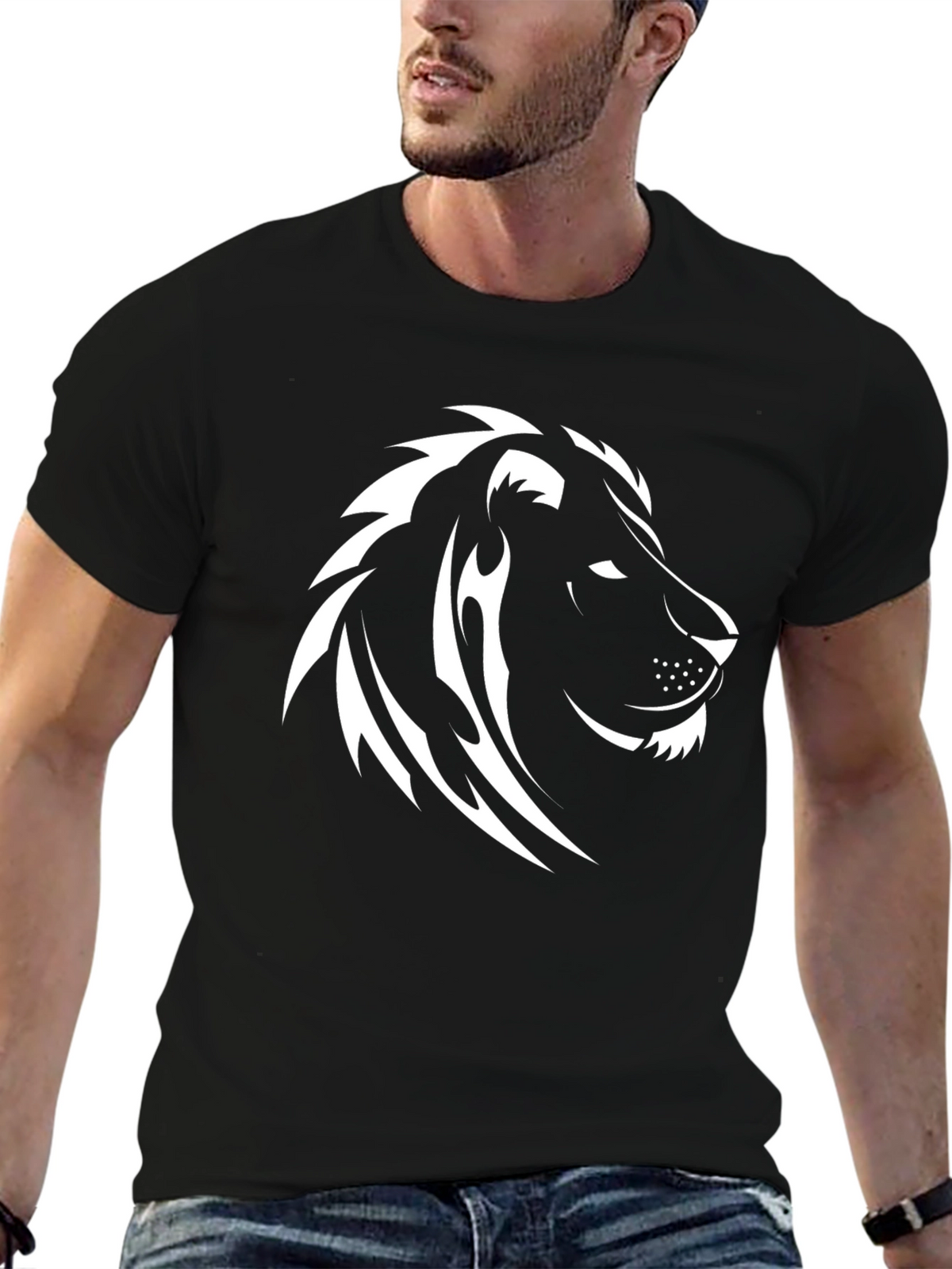 Lion Graphic Black Tee - Bold Style