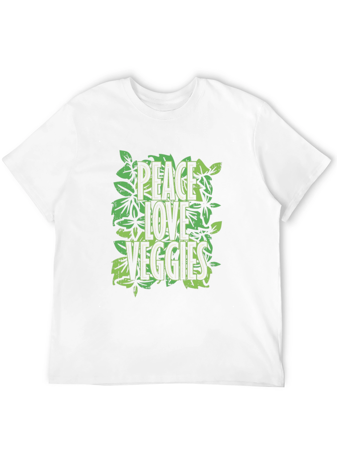 Peace Love Veggies Graphic Tee - Black Cotton T-Shirt