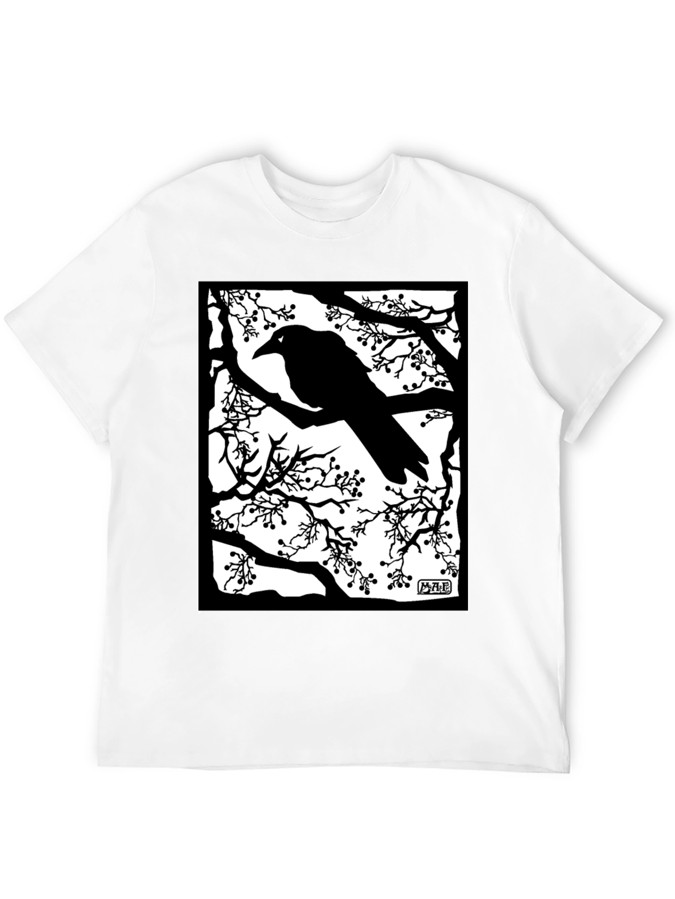 Raven Silhouette Graphic T-Shirt - Black
